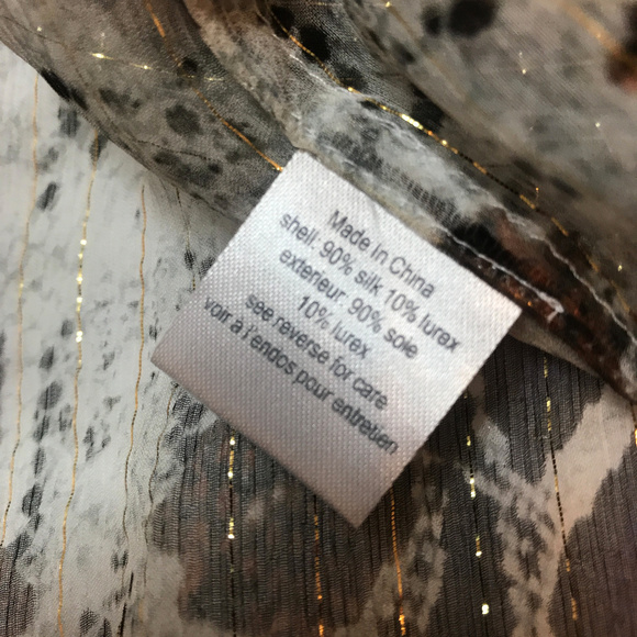 Off Shoulder Top Snakeskin Chiffon Blouse SILK - Picture 8 of 8